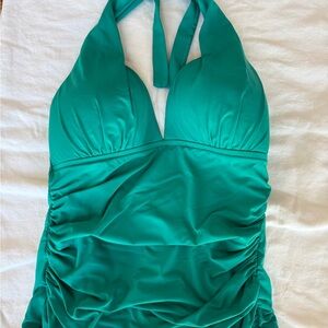Teal Halter Swim Tankini Top